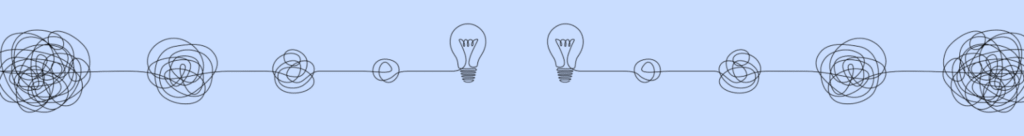 Manchester Met Innovate Banner - a light blue background with doodled lightbulb icons